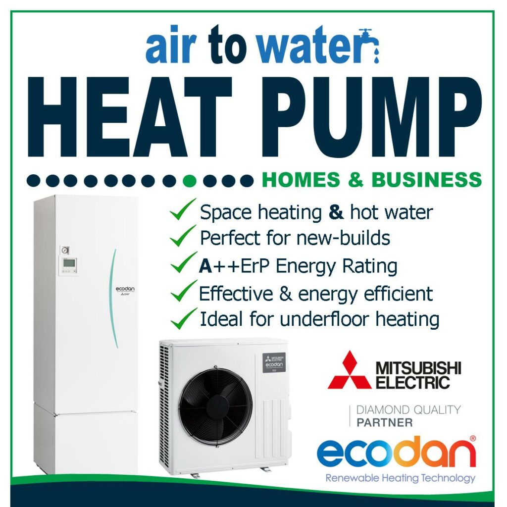 air cool engineering NI air to water heat pumps for space heating and hot water. Also know as ASHP Air source heat pumps. 