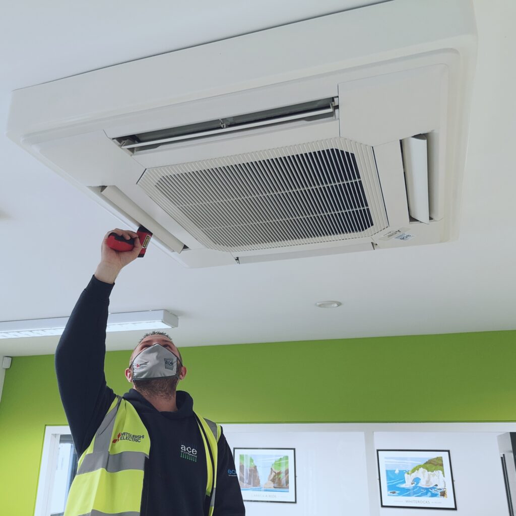 air cool engineering NI HVAC air conditioning service and maintenance on a ceiling unit